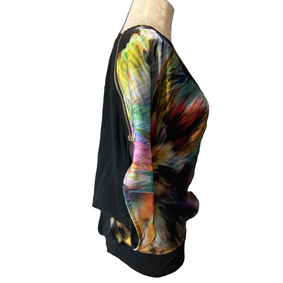 Ted Baker Top Multicolor 2 Medium Dolman Sleeve Colorful Front Stretch - Picture 4 of 7